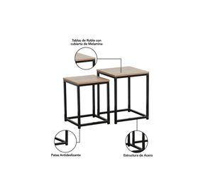 Set Mesas Laterales Auxiliares Industrial Café