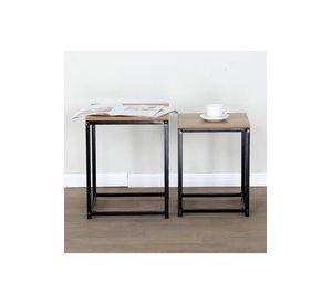 Set Mesas Laterales Auxiliares Industrial Café