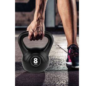 Kettlebell Mancuerna Pesa Rusa Cemento 8 Kg Negro