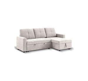 Sofá Cama 3 Cuerpos Beige 216x106x91cm Almacenaje