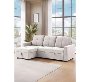 Sofá Cama 3 Cuerpos Beige 216x106x91cm Almacenaje