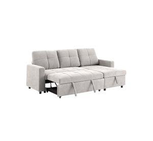 Sofá Cama 3 Cuerpos Beige 216x106x91cm Almacenaje