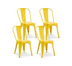 Pack De 4 Silla Metal Tolix Amarillo