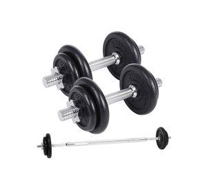 Set Barra Mancuernas Metal 50 kg Negro