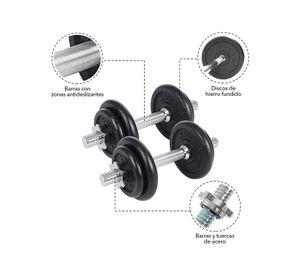 Set Barra Mancuernas Metal 50 kg Negro