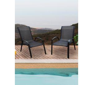 Silla de Terraza Textileno y Acero Negro