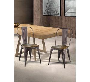 Pack 4 Sillas Tolix Vintage Asiento Madera Café