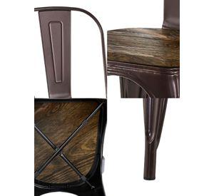 Pack 4 Sillas Tolix Vintage Asiento Madera Café