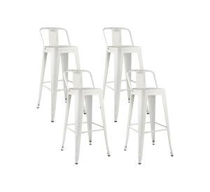 Pack 4 Piso Taburete Tolix Respaldo Blanco