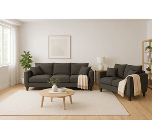 Sofá 3 y 2 Cuerpos Porter en Tela gris, Set para Living