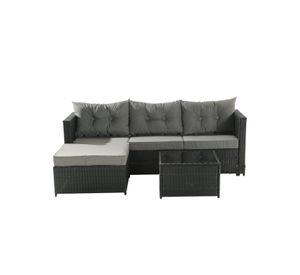 Seccional Intercambiable 3 Cuerpos Terraza Sofa y Mesa gris