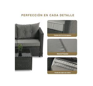 Seccional Intercambiable 3 Cuerpos Terraza Sofa y Mesa gris