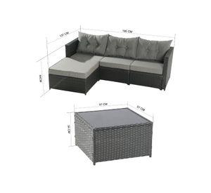 Seccional Intercambiable 3 Cuerpos Terraza Sofa y Mesa gris