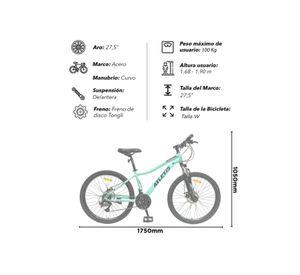 Bicicleta Mountain Bike W Force Turquesa Aro 27.5 Atletis