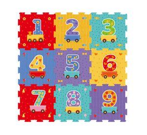Mat foam kids números autos 90x90 cm 9 un.