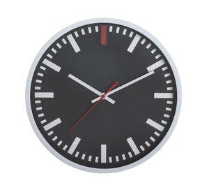 Reloj pared 30 cm negro líneas blancas