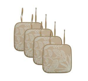 Cojín silla hojas beige 40x40 cm 4 piezas