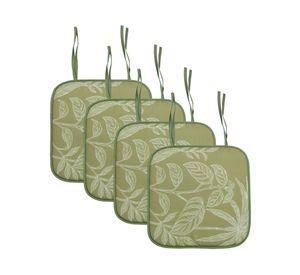 Cojín silla hojas verde 40x40 cm 4 piezas