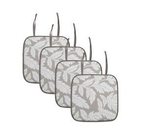 Cojín silla hojas gris 40x40 cm 4 piezas