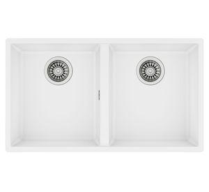 Lavaplatos granito bajo encimera square 2C-760 TG Blanco