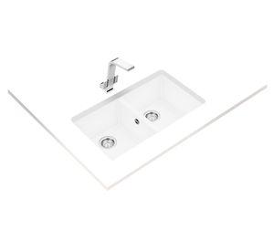 Lavaplatos granito bajo encimera square 2C-760 TG Blanco