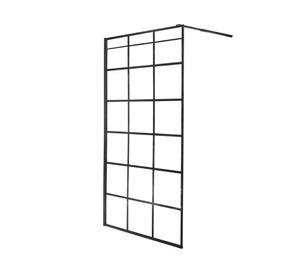 Mampara fija baño Cuadros negro 190×90 cm