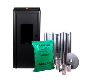 Estufa a Pellet AMG Silenzio Forgya Black Vision + Kit Vertical Pellet 80 mm