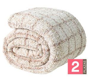 Frazada Cuadros Beige 2 plazas