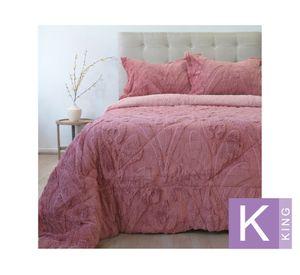 Cubrecama Jacquard rosa King