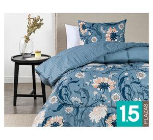 Plumón Florelia azul 1.5 plazas