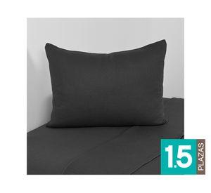 Juego de sábana 1.5 plazas Liso Grafito gris