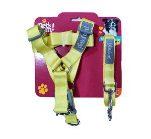 Arnés para perro L + correa 120 cm amarillo