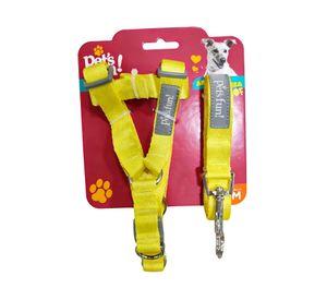 Arnes para perro M + correa 120 cm amarillo