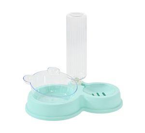 Dispensador doble agua y comida celeste