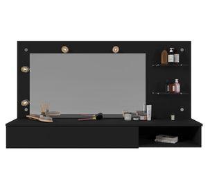 Tocador 1 cajón Lumiere negro 76.5x135x30 cm