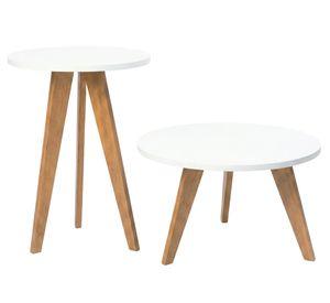 Set mesa centro Manchester 7x68x64 cm blanco/roble miel