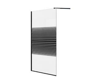 Mampara fija baño Strava negro 190×90cm vidrio 8 mm