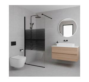 Mampara fija baño Strava negro 190×90cm vidrio 8 mm