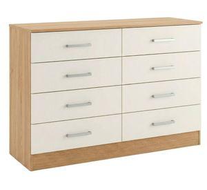 Cómoda 8 cajones 8P4C beige/roble 76x117x40 cm