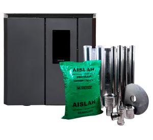 Estufa a pellet black visión Fit 9200 W charcoal + kit instalación interior