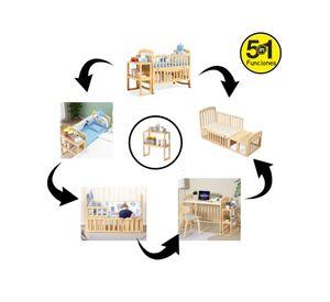 Cuna Evolutiva 5 en 1 madera natural 102x67x122 cm