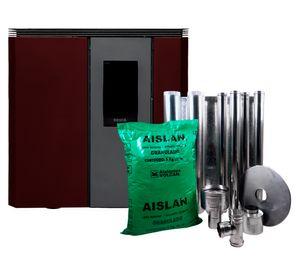 Estufa a pellet FIT+ 02602 Black Vision 9.2 kW + kit instalación burdeo