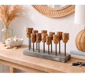 Figura decorativa multimáscaras café