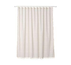 Cortina baño Cuadricula beige 180x180 cm