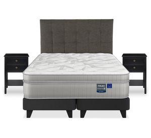 Cama europea Paradise king base dividida + 1 respaldo Design + 2 velador Rover
