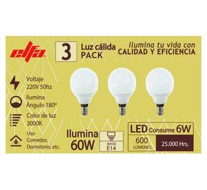Ampolleta LED G45 E14 luz cálida 3 un.