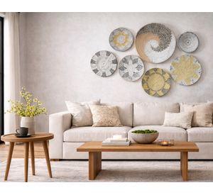 Decoración pared platos Hawaii ratán/bamboo