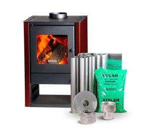 Calefactor a leña Gold 380 + kit Instalación 10500W burdeo