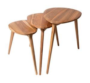 Set mesa lateral triple irregular madera 40/47/55 cm