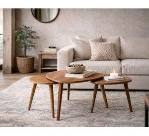 Set mesa lateral triple irregular madera 40/47/55 cm